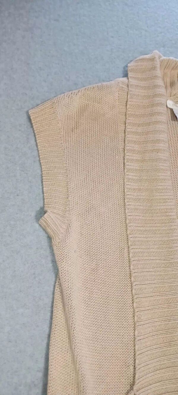 Chicos Sleeveless Long Button Cardigan Womens Size 1 Beige Tan Knitted... - Picture 4 of 11